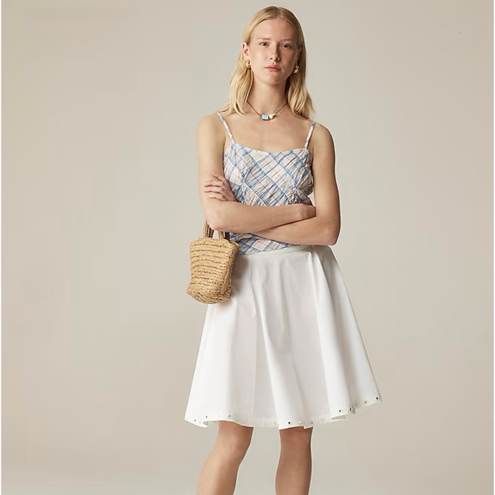 NWT J. Crew Circle Skirt Mirror Embellishments White